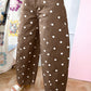 Terra Brown Tailored Seam Polka Dot Print Ankle Length Casual Jeans