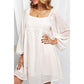 Tesmae Square Neck Puff Sleeve Babydoll Style Short Dress