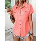 Tessa Coral Pleated Chest Button Shirt with Pockets