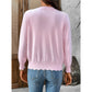Thessy Pink Lightweight Button Front Cardigan