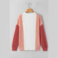 Tilly Pale Chestnut Color Block Corded Long Sleeve Top