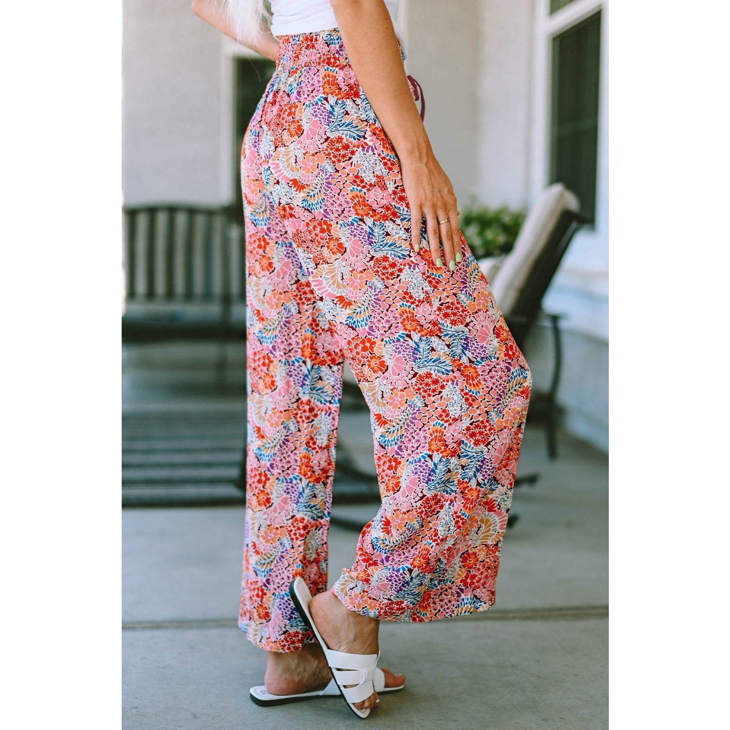 Tish Drawstring Smocked High Waist Pants