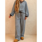 Tizzy Brown Stripe Drop Shoulder Loose Top and Pants Two Piece Set