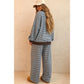 Tizzy Brown Stripe Drop Shoulder Loose Top and Pants Two Piece Set