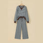Tizzy Brown Stripe Drop Shoulder Loose Top and Pants Two Piece Set