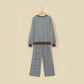 Tizzy Brown Stripe Drop Shoulder Loose Top and Pants Two Piece Set