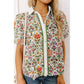 SALE!!!  Tobi Green Short Bubble Sleeve Floral Shirt