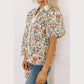 SALE!!!  Tobi Green Short Bubble Sleeve Floral Shirt
