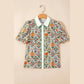 SALE!!!  Tobi Green Short Bubble Sleeve Floral Shirt