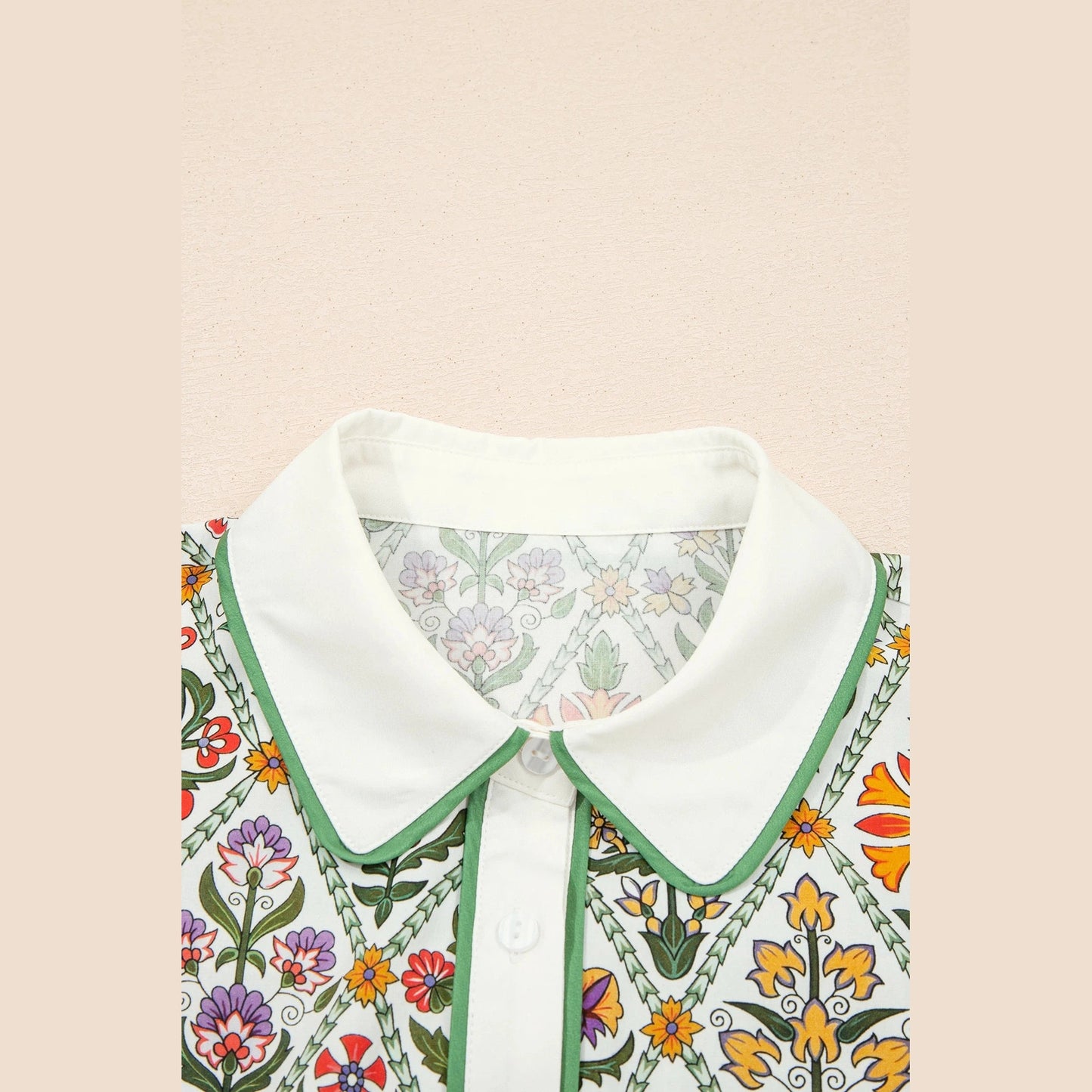 SALE!!!  Tobi Green Short Bubble Sleeve Floral Shirt