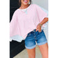 Tondrea Casual Stripe Oversize Dolman Sleeve Patchwork T Shirt