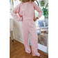 Toni Pink Drop Shoulder Round Neck Top and Buttoned Straight Pants Two Piece Set
