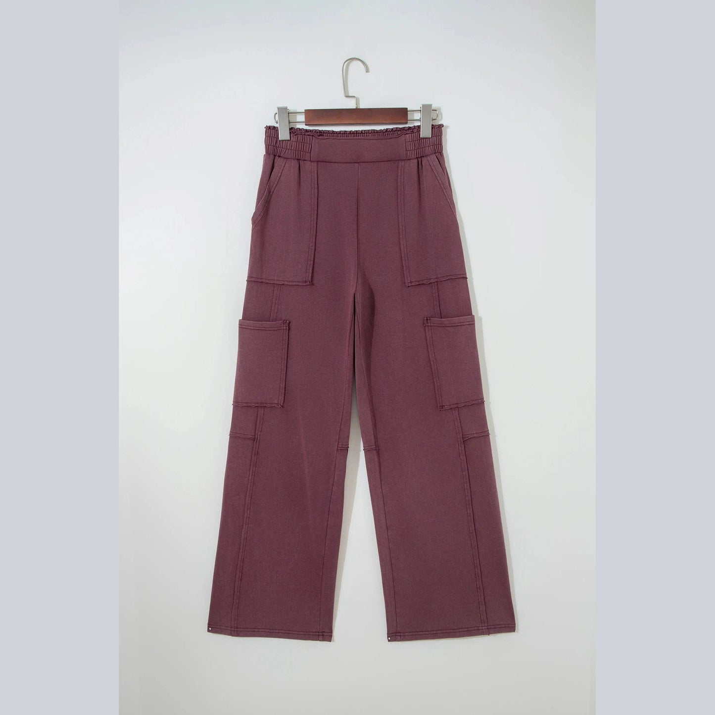 Tonisha  Red Mineral Wash Cargo Patched Pocket Utility Sweatpants