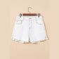 Tori White Raw Hem High Waist Denim Shorts
