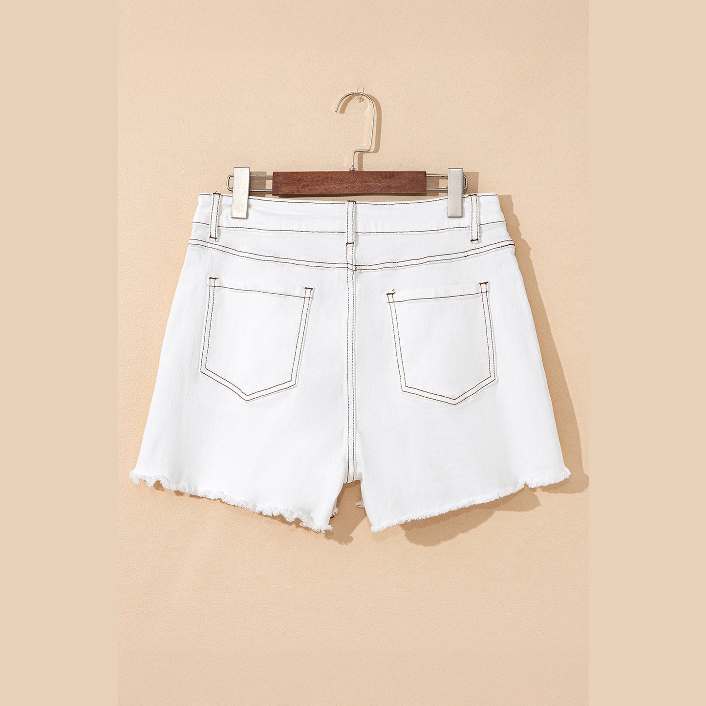 Tori White Raw Hem High Waist Denim Shorts