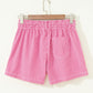 Torrie Pink Stripe Drawstring Elastic Waist Casual Denim Shorts