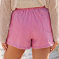 Torrie Pink Stripe Drawstring Elastic Waist Casual Denim Shorts