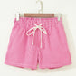 Torrie Pink Stripe Drawstring Elastic Waist Casual Denim Shorts