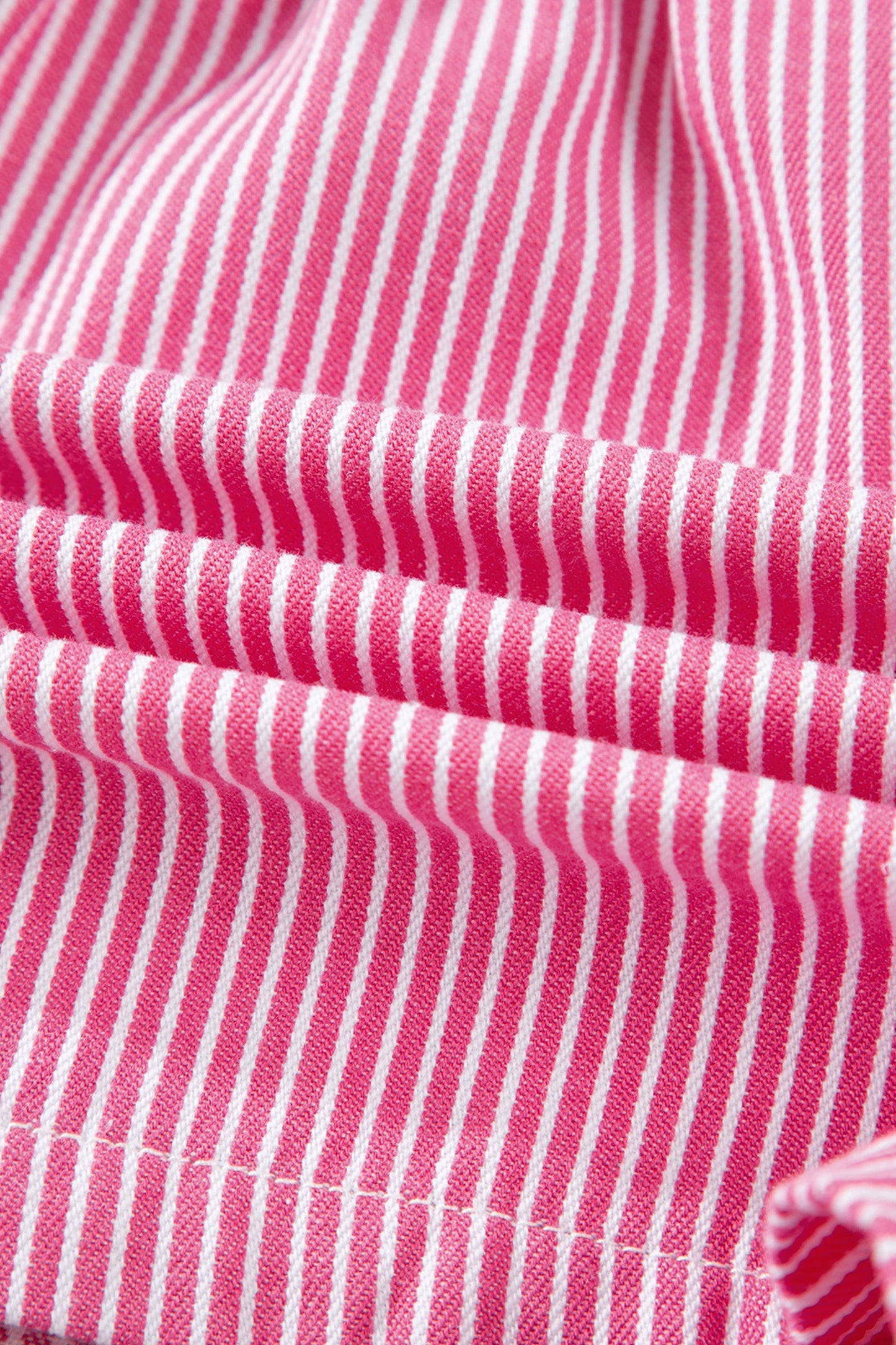 Torrie Pink Stripe Drawstring Elastic Waist Casual Denim Shorts