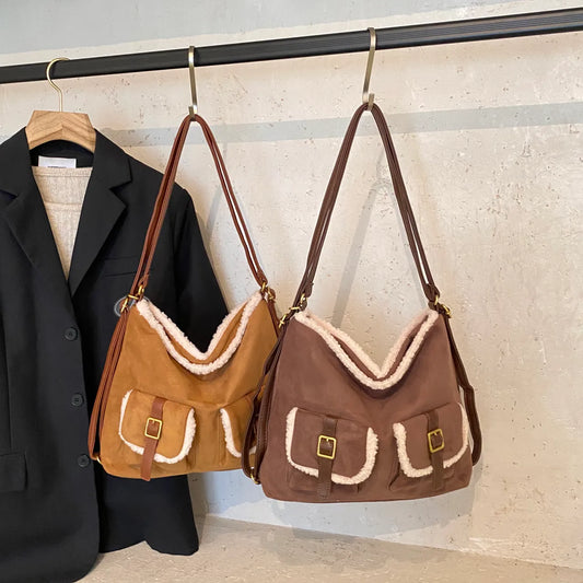 The Hearthside Faux Suede Satchel - 2 Colors