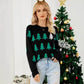 Black Sweater w/ Green Christmas Tree Decor