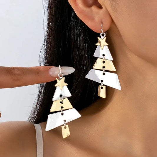 Stacked Christmas Tree Earrings