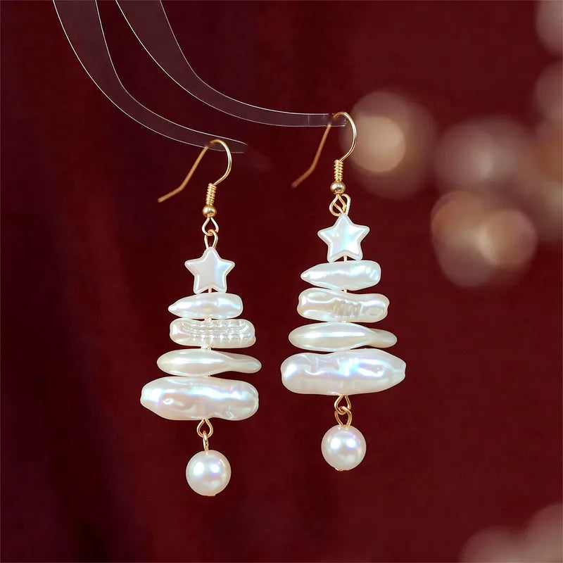 Pearl Tree Tassel Earrings