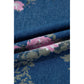 Tricia Blue Retro Floral Print Tie Elastic Waist Button Pintuck Wide Leg Jeans
