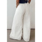 Trish White Drop Waist Pleated Wide Leg Casual Pants