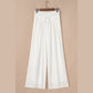 Trish White Drop Waist Pleated Wide Leg Casual Pants