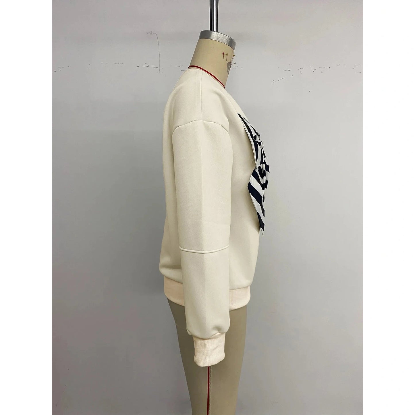 Trisha 3D Striped Bow Drop Shoulder Sweatshirt