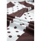 Trix Brown Stripe Patchwork Polka Dot Accent Quarter Zip Long Sleeve Top