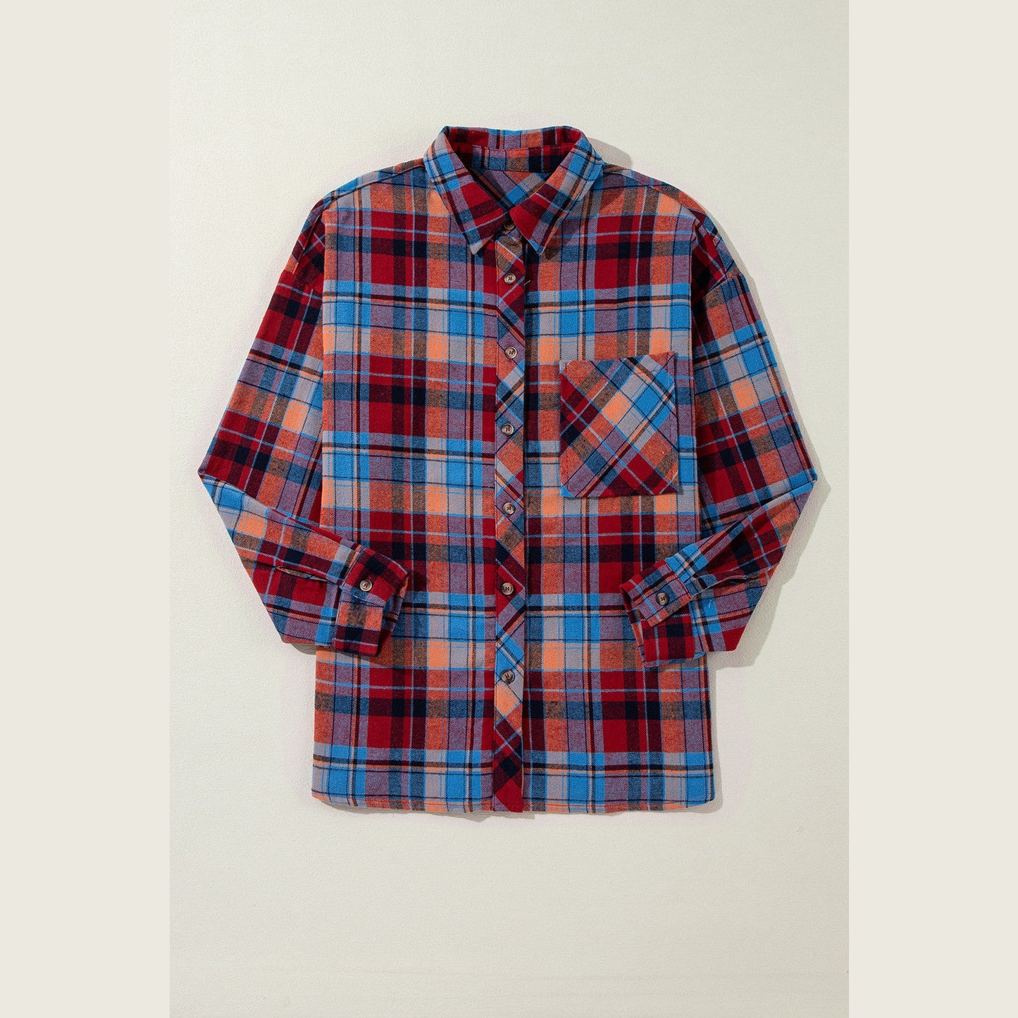 Trudy Red Plaid Print Loose Vintage Shirt