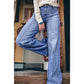 Tulia Beau Blue Tailored Center Seam Detail Straight Loose High Rise Jeans