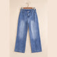 Tulia Beau Blue Tailored Center Seam Detail Straight Loose High Rise Jeans