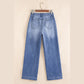 Tulia Beau Blue Tailored Center Seam Detail Straight Loose High Rise Jeans