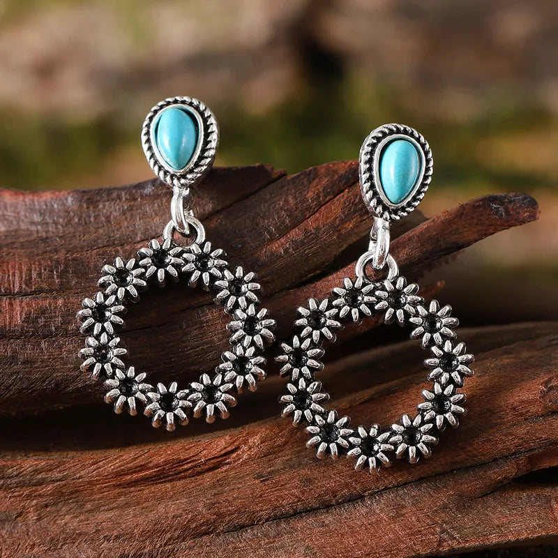 Turquoise Alloy Drop Earrings - 4 Options