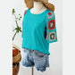 Dawn Turquoise Floral Crochet Short Sleeve Top