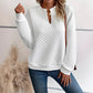 Tyla White Deep V Neck Quilted Long Sleeve Top
