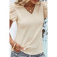 Tylee Apricot Crinkle Textured V Neck Flutter Sleeve Top