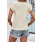 Tylee Apricot Crinkle Textured V Neck Flutter Sleeve Top