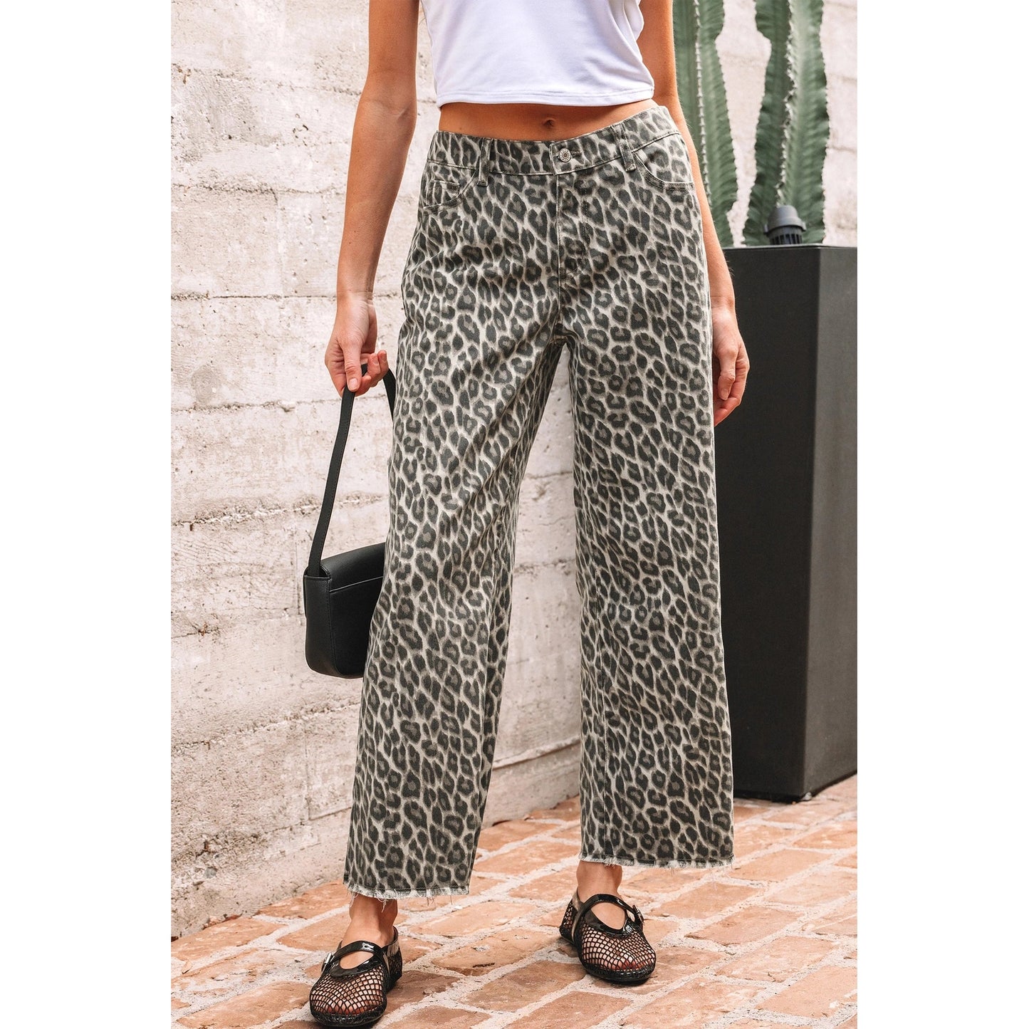 Tyra Leopard Straight Loose Leg Jeans