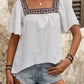 Uma White Embroidered Square‑Neck Top