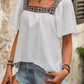 Uma White Embroidered Square‑Neck Top