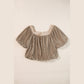 Rylee Simply Taupe Pleated Puff Sleeve Square Neck Blouse