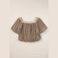 Rylee Simply Taupe Pleated Puff Sleeve Square Neck Blouse