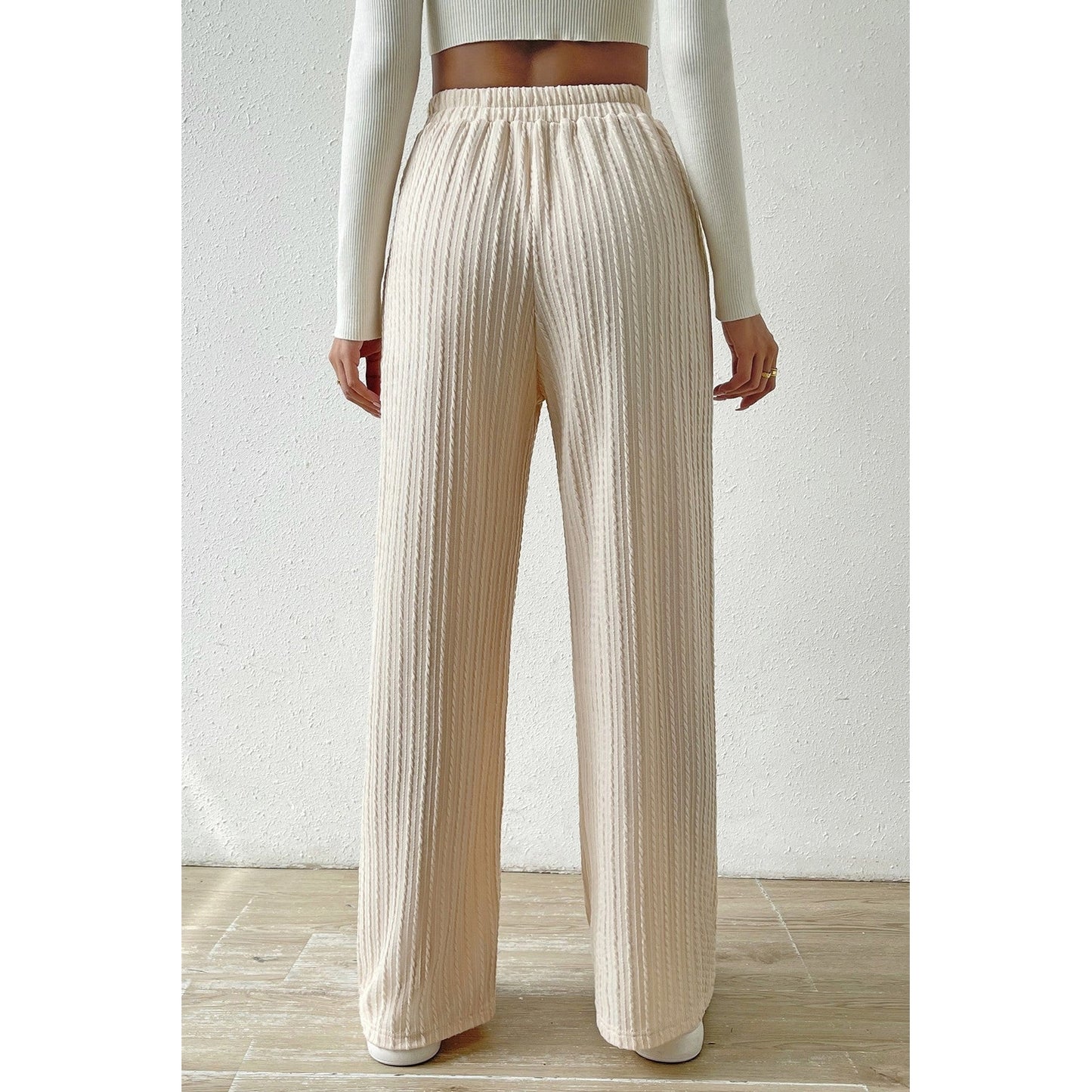 Ursa Apricot Texture Knitted Wide Leg Pants