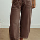 Vada Coffee Square Patch Pocket Ankle-length Barrel Jeans