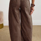 Vada Coffee Square Patch Pocket Ankle-length Barrel Jeans
