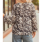 Val Leopard Print V Neck Button Down Balloon Sleeve Shirt